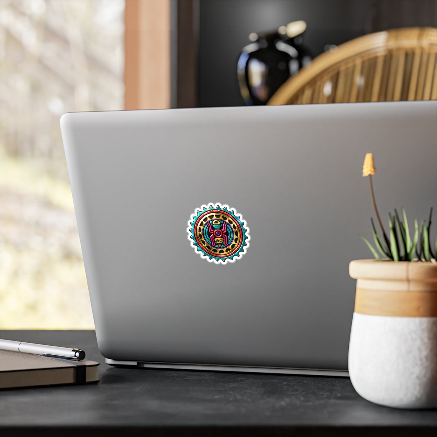 Spider-Inspired Tribal Sun Sticker — Colorful Kiss-Cut Vinyl Decal