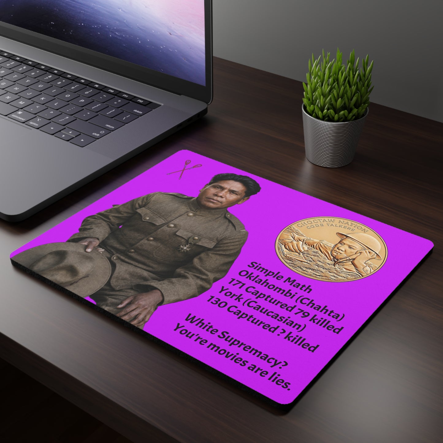 Rectangular Mouse Pad — Native American Medalist Design with Historical Text