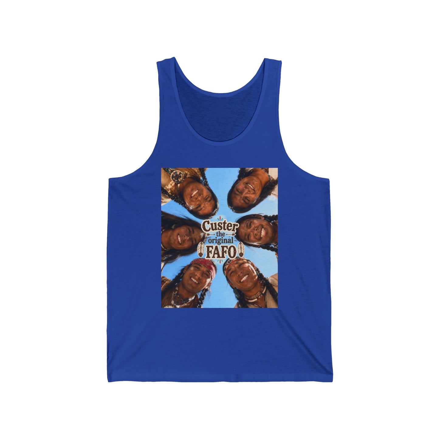 Custer FAFO Graphic Tank Top — 'Custer the Original FAFO' Retro Photo & Arrow Club Design