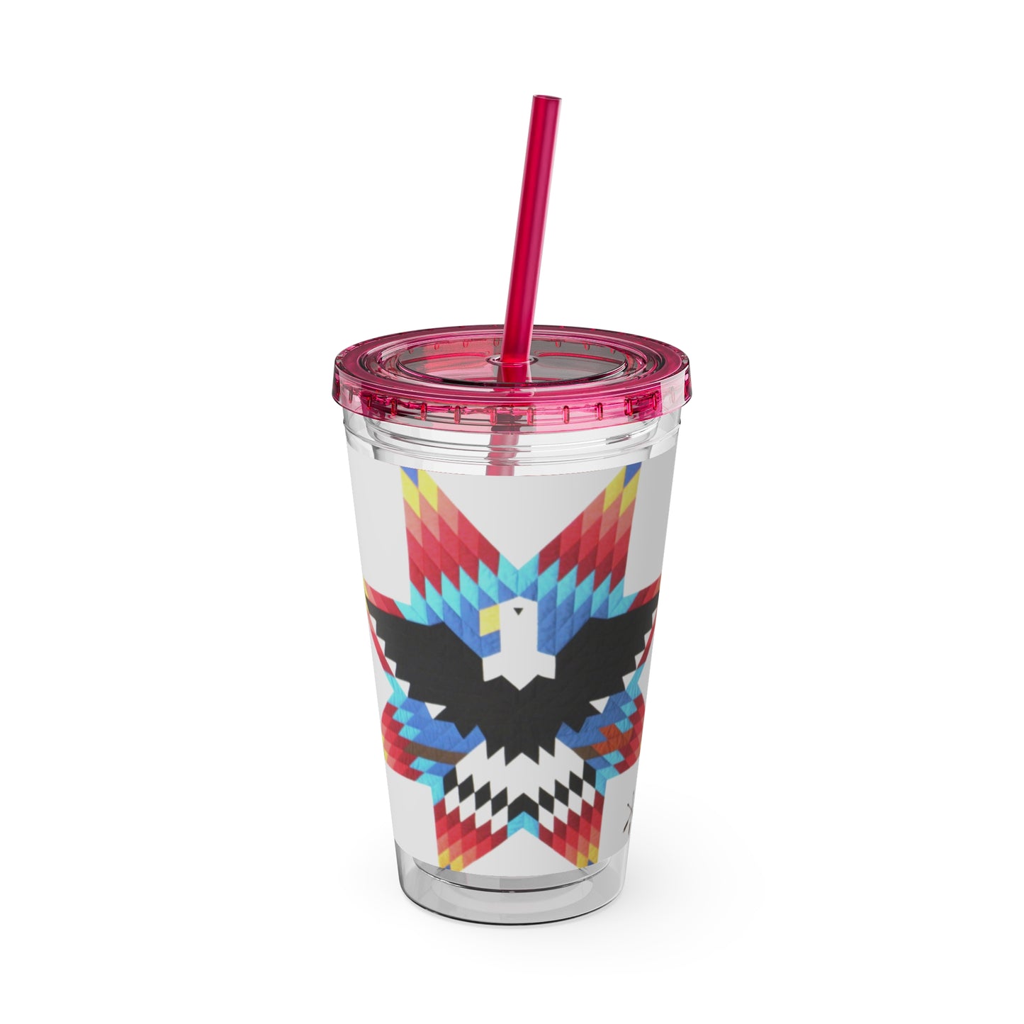 Onci 16oz Sunsplash Tumbler with Straw — Southwestern Eagle Pattern, Insulated Travel Cup