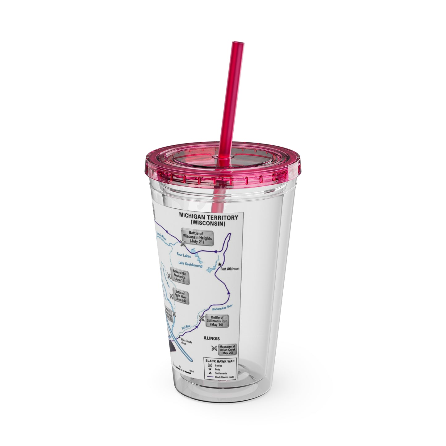 Blackhawk 16oz Tumbler with Straw — Illustrated Map & Raven Design
