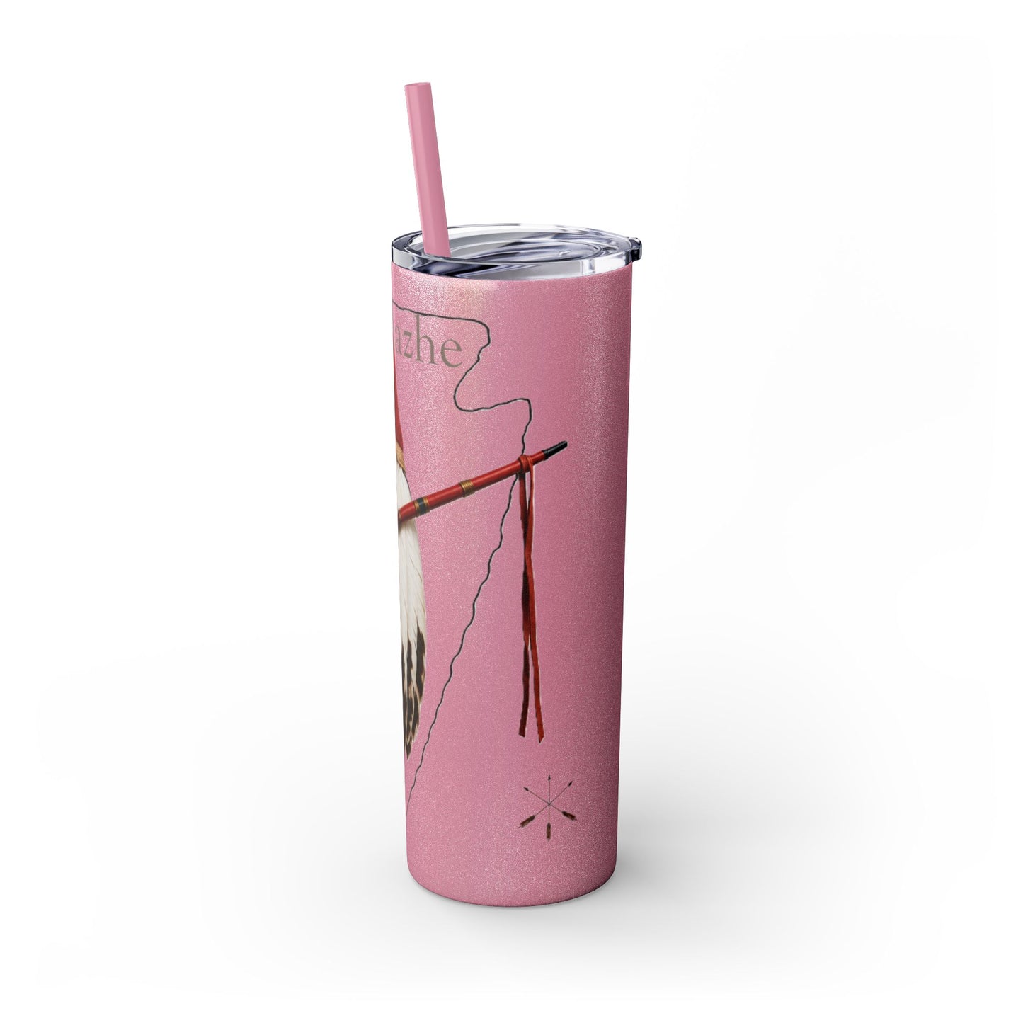 Osage Skinny Tumbler — Native Feather & Pipe Design 20oz Straw Cup