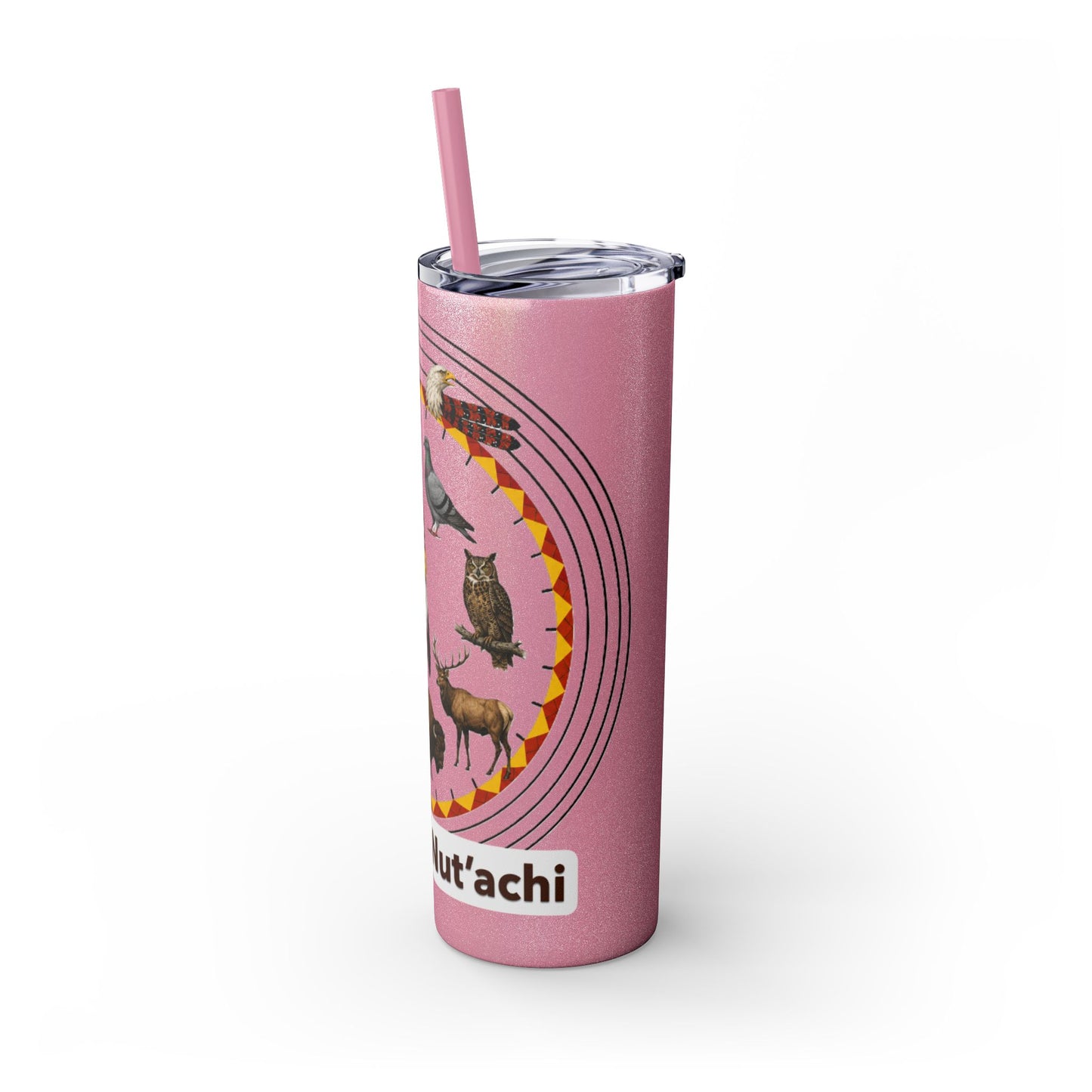 Otoe Missouria Native Animal Medicine Wheel 20oz Skinny Tumbler with Straw