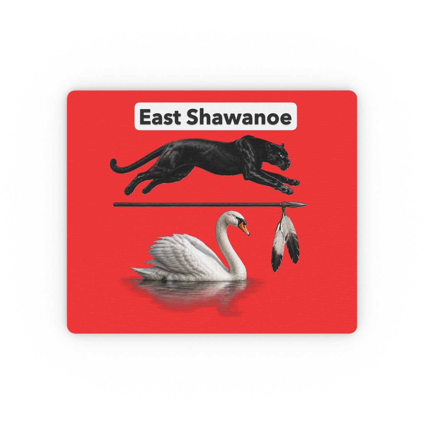 East Shawnee Panther & Swan Red Rectangular Mouse Pad — School Spirit Desk Mat
