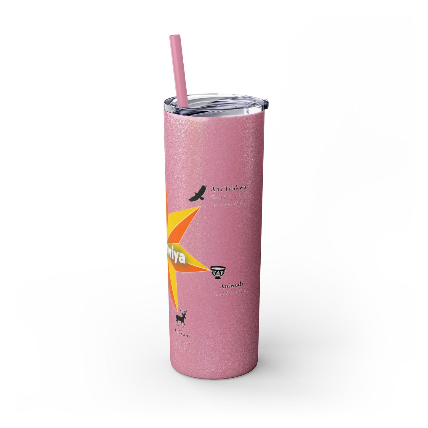 Cherokee 20oz Skinny Tumbler - Aniyunwiya Star Design with Straw