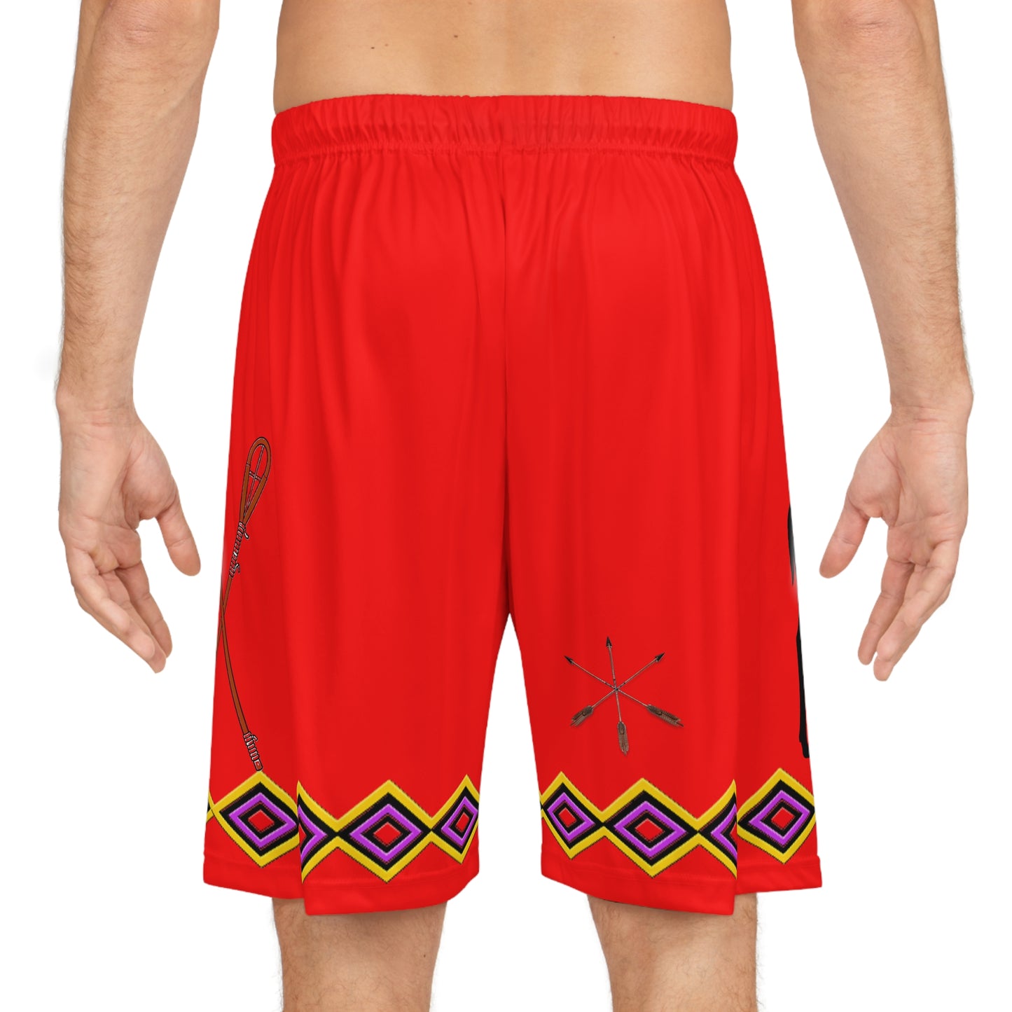 Deer REd & Tribal Pattern Basketball Shorts