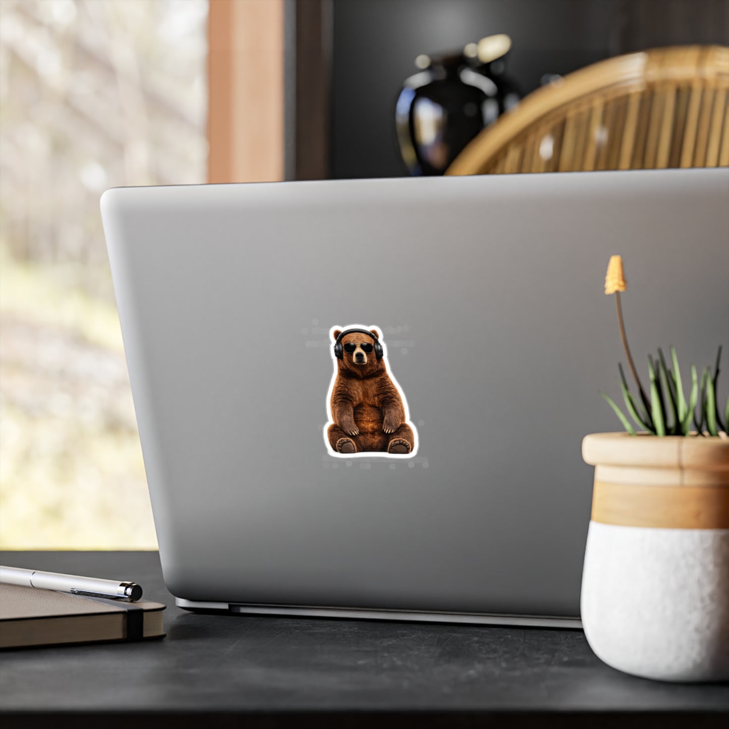 Cool Bear Headphones Sticker — Kiss-Cut Vinyl Decal