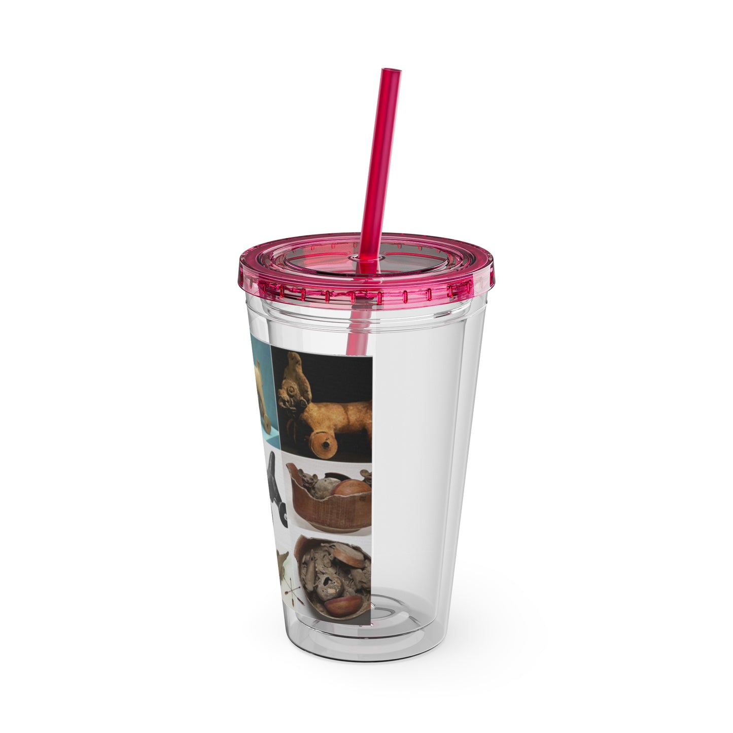 Aztec Sunsplash 16oz Insulated Straw Tumbler — Historical Artifact Illustration Design