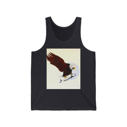 Eagle & Salmon Tank Top — Vintage Patriotic Graphic Muscle Tee