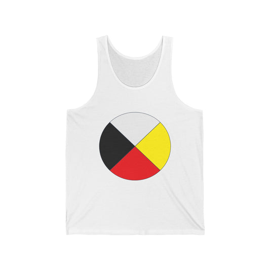 Native Medicine Wheel Tank Top — Four Directions Circle Design with Crossed Arrows