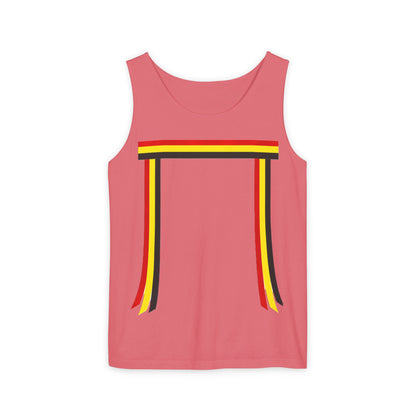 Ribbon shirt inspired Tank Top — Red Black Gold Striped Graphic Tank