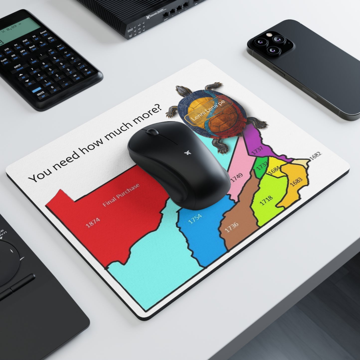 Lenni Lenape Rectangular Mouse Pad — 'You need how much more?' Pennsylvania/Leni-Lenape Map Design