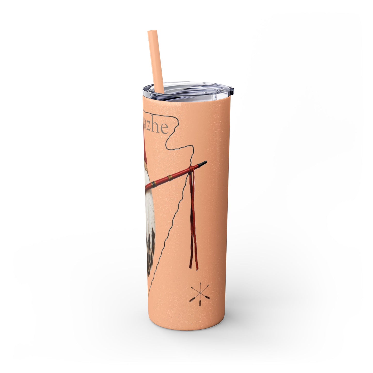 Osage Skinny Tumbler — Native Feather & Pipe Design 20oz Straw Cup