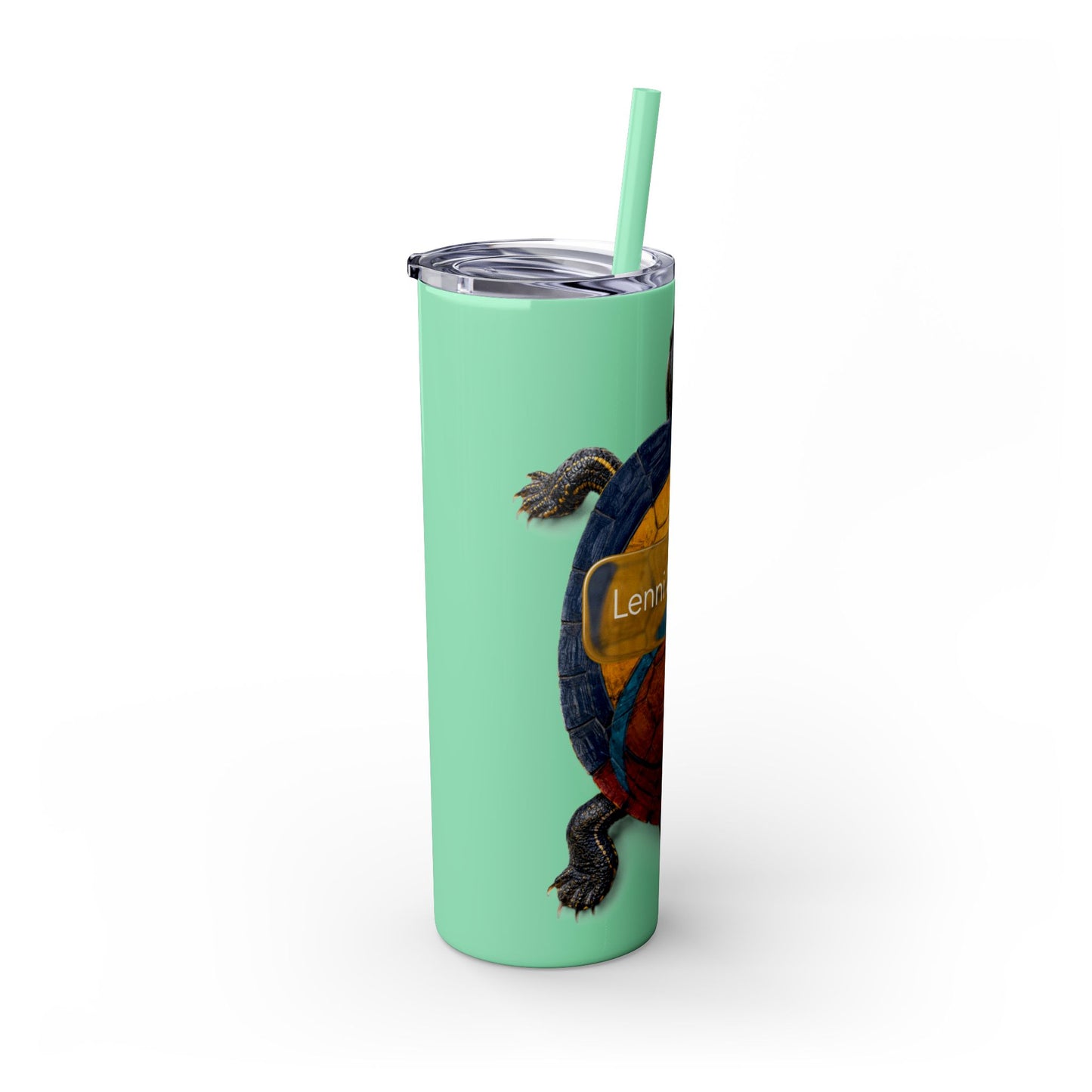 Delaware West Turtle Skinny Tumbler 20oz — Colorful Sea Turtle Travel Cup with Straw