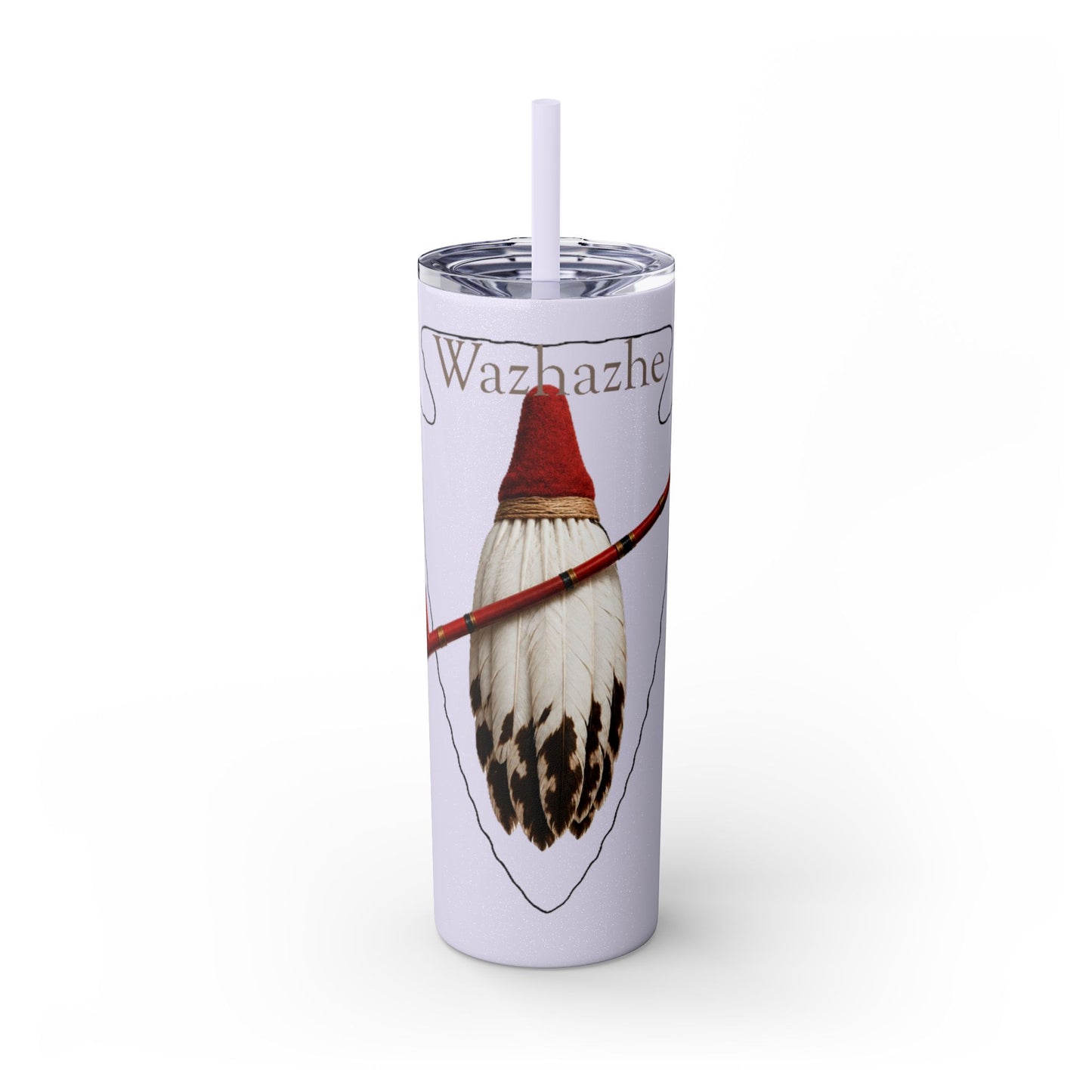 Osage Skinny Tumbler — Native Feather & Pipe Design 20oz Straw Cup