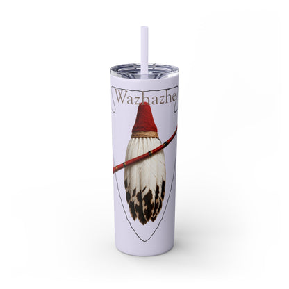 Osage Skinny Tumbler — Native Feather & Pipe Design 20oz Straw Cup