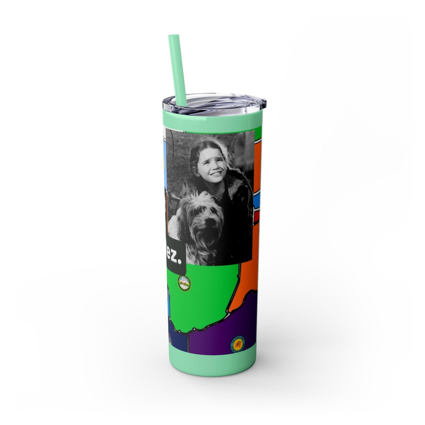 20oz Skinny Tumbler — 'Half-Pint Illegally on Osage Rez' Graphic Stainless Straw Cup