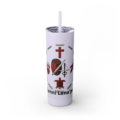 Delaware East Personalized 20oz Skinny Tumbler with Straw — Custom Name Tribal Crest Design