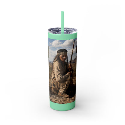 Ft. Sill Apache 20oz Skinny Tumbler with Desert Native Warrior Photo Wrap