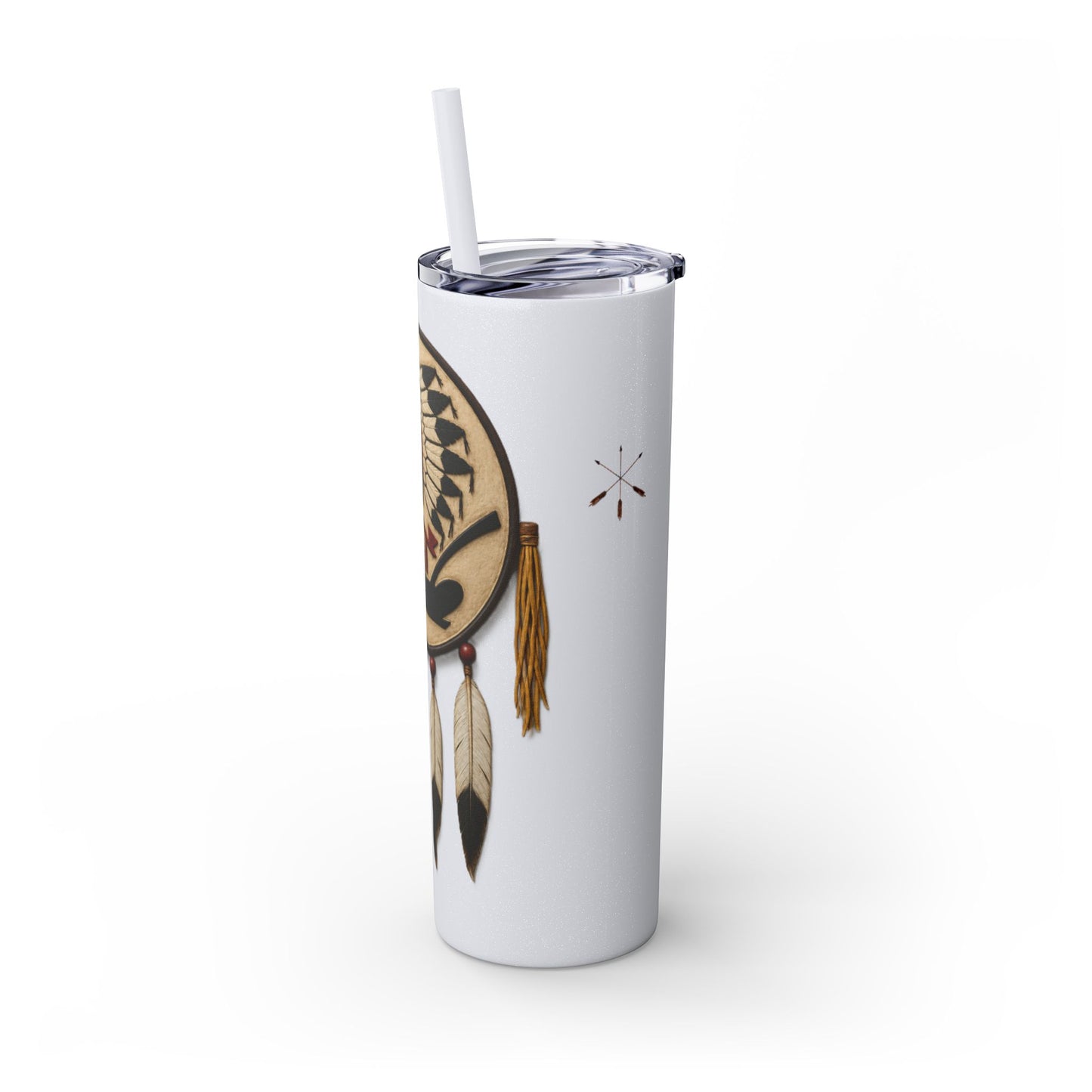 Iowa 20oz Skinny Tumbler with Native Dreamcatcher Design - 'Pahodje' Travel Straw Cup