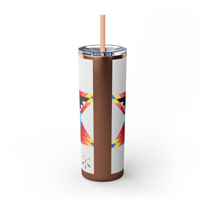 Onci 20oz Skinny Tumbler - Geometric Thunderbird Design, Insulated Travel Cup with Straw