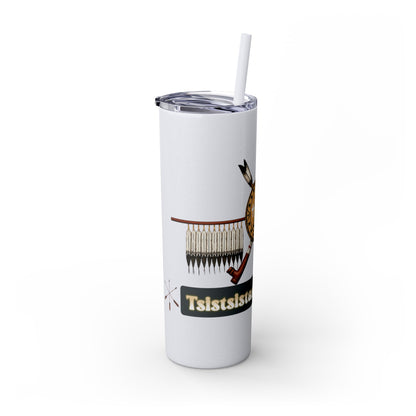 Cheyenne Arapaho 20oz Skinny Tumbler — Native American Shield & Arrows Design (Tsistsistas - Hinono'eitiit)