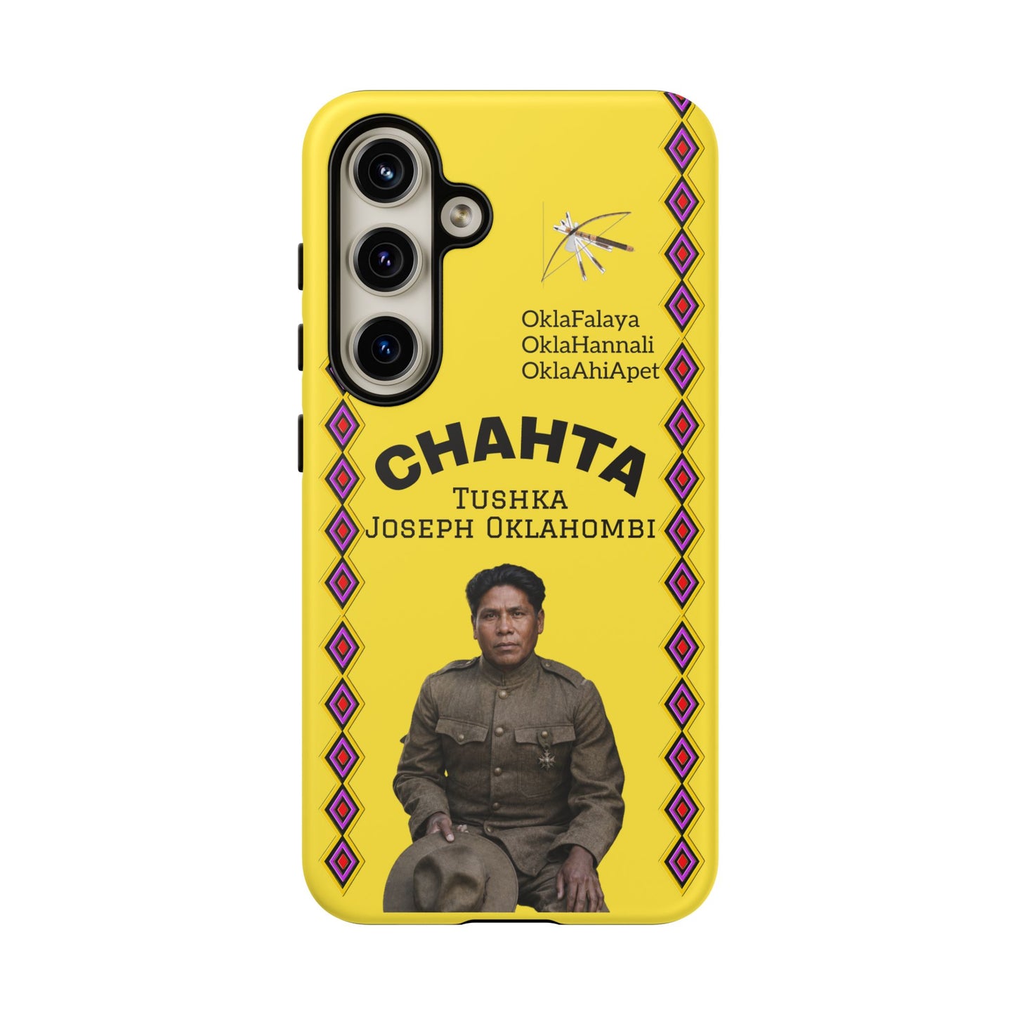 Chahta Tushka Joseph Oklahombi Yellow Phone Case — Native American Tribute Protective Cover