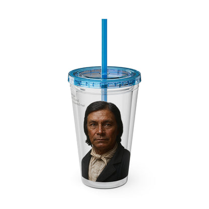 Chitto Harjo 16oz Portrait Tumbler with Straw — Historical Figure Illustration