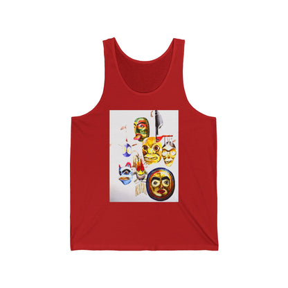 Native Mask & Arrow Tank Top — Tribal Mask Art Graphic Tank