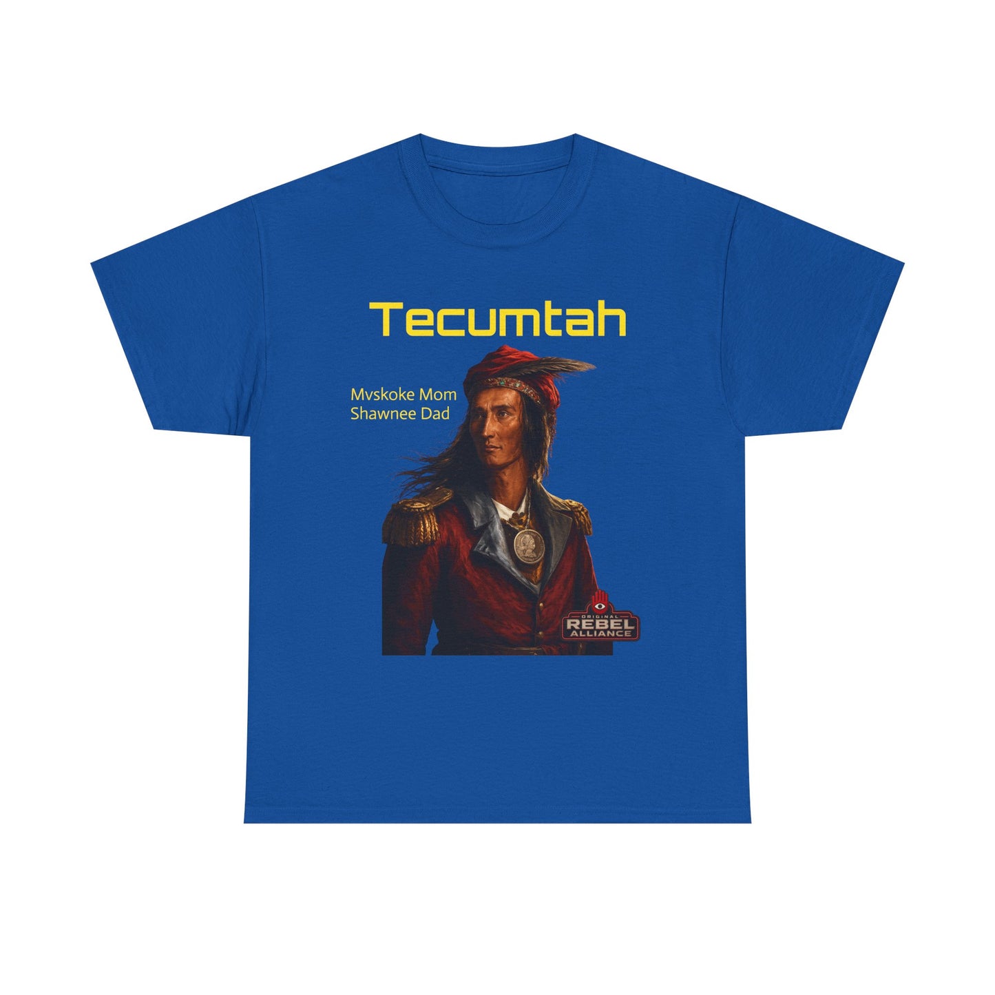 Tecumtah Native American Portrait T‑Shirt — Mvskoke Mom/Shawnee Dad Heritage Tee