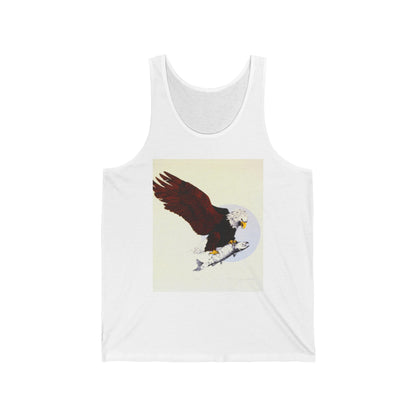 Eagle & Salmon Tank Top — Vintage Patriotic Graphic Muscle Tee