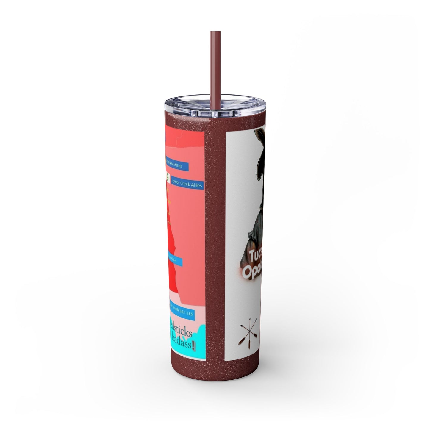Opothleyahola Skinny Tumbler – Colorful Native American Portrait Design, 20oz Stainless Straw Cup