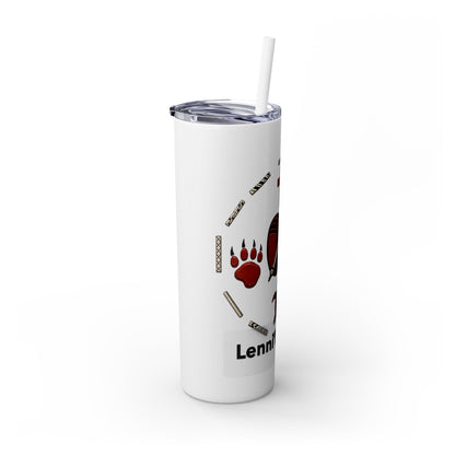 Delaware East Personalized 20oz Skinny Tumbler with Straw — Custom Name Tribal Crest Design