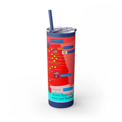 Opothleyahola Skinny Tumbler – Colorful Native American Portrait Design, 20oz Stainless Straw Cup