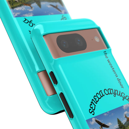 Seneca Cayuga Wildlife iPhone Case — "Keepers of the Western Door" Teal Protective Cover