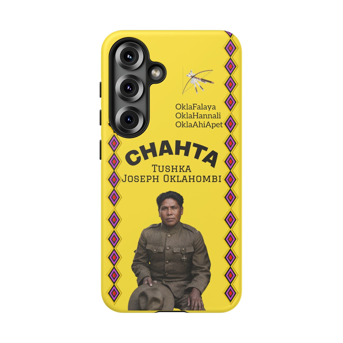 Chahta Tushka Joseph Oklahombi Yellow Phone Case — Native American Tribute Protective Cover