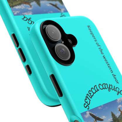 Seneca Cayuga Wildlife iPhone Case — "Keepers of the Western Door" Teal Protective Cover