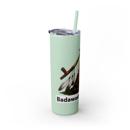Pottawatomie Campfire Badge Skinny Tumbler 20oz — Badawadame Nation Design