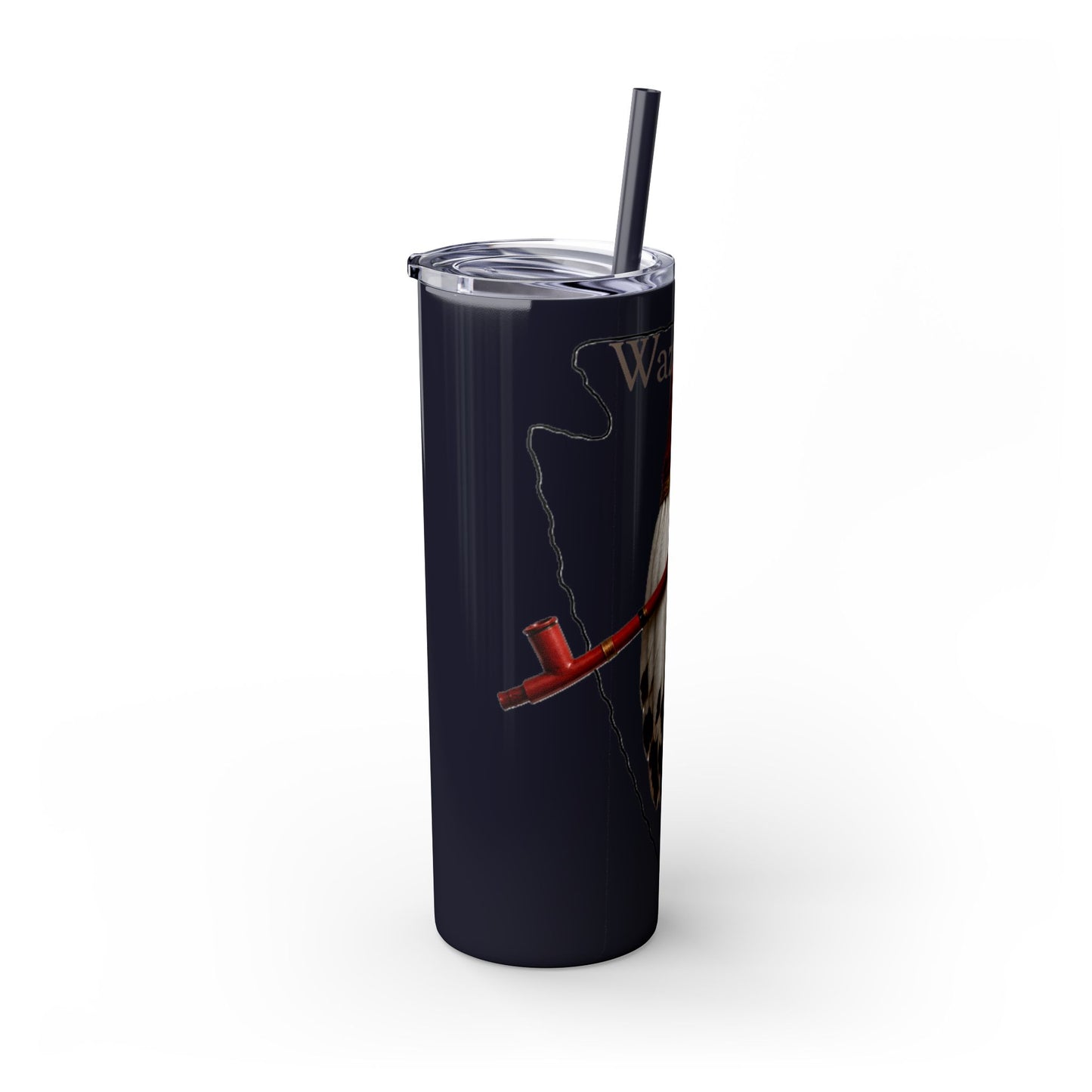 Osage Skinny Tumbler — Native Feather & Pipe Design 20oz Straw Cup