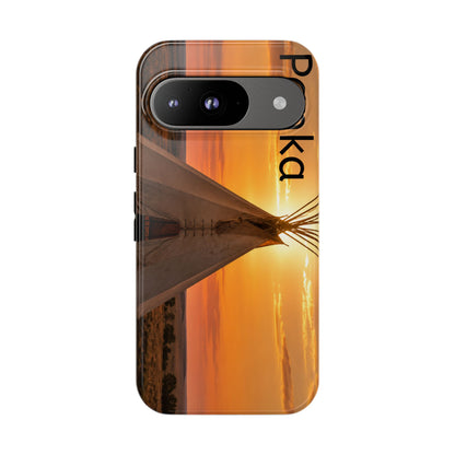 Ponca Sunset Tipi Phone Case — Personalized Native Teepee Landscape