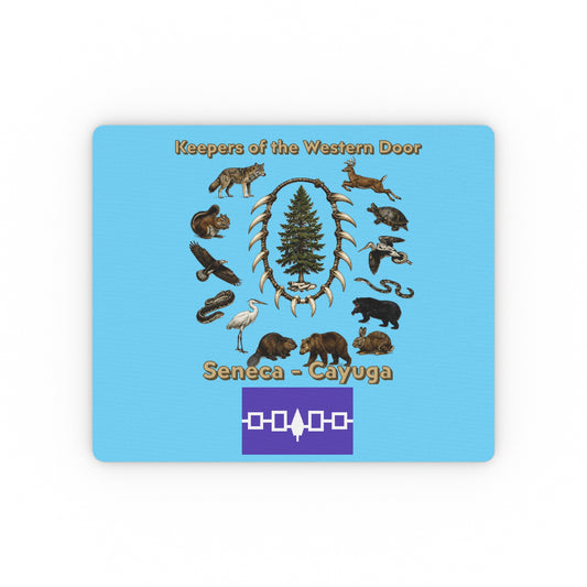 Seneca-Cayuga 'Keepers of the Western Door' Rectangular Mouse Pad — Native Animals & Clan Symbols