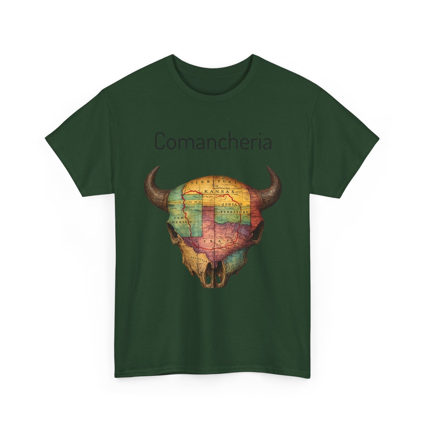 Comancheria Buffalo Skull T-Shirt — Western Map Graphic Tee