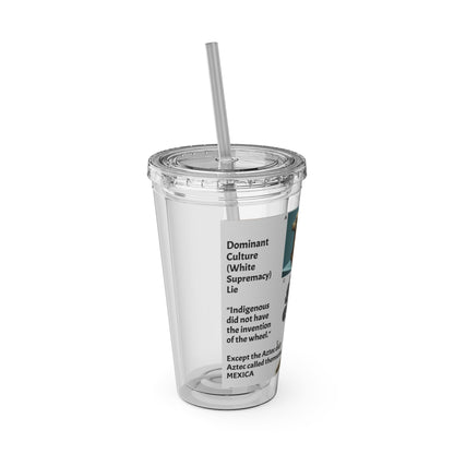 Aztec Sunsplash 16oz Insulated Straw Tumbler — Historical Artifact Illustration Design