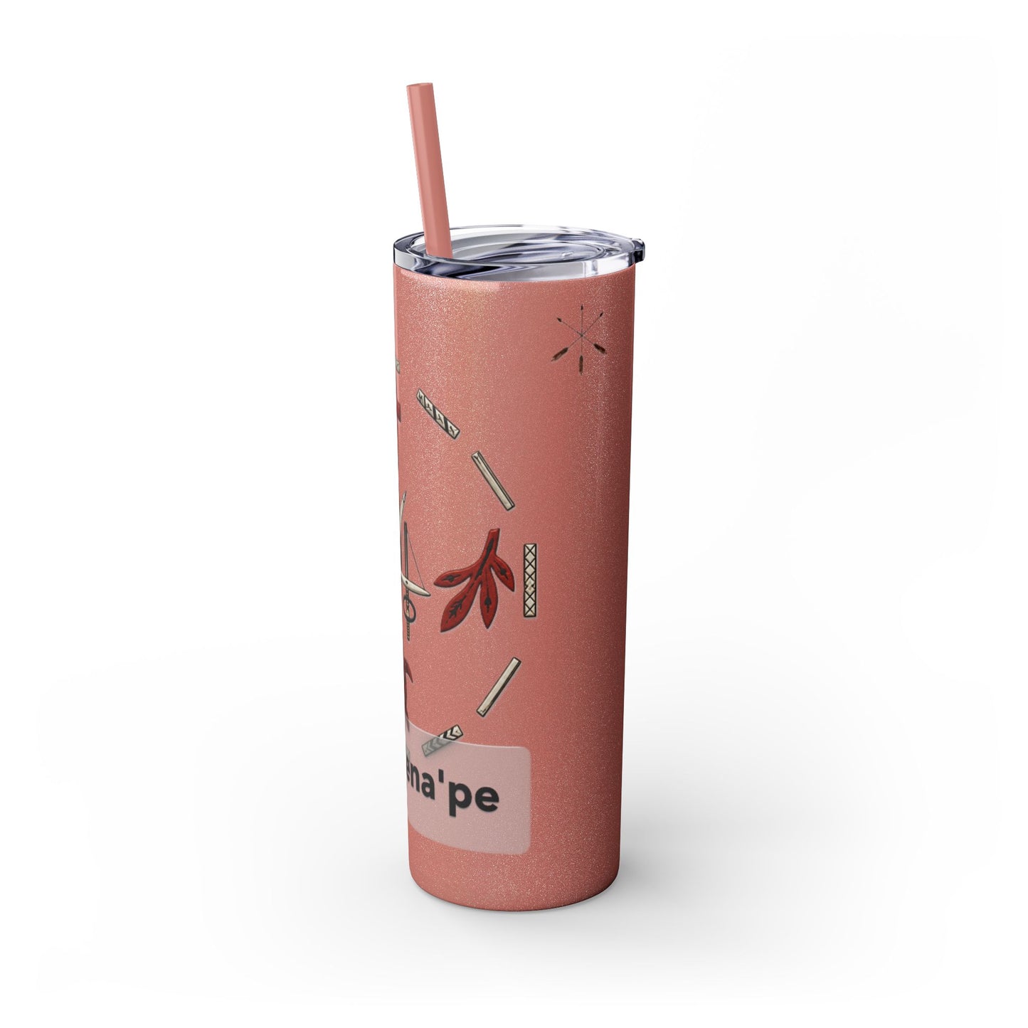Delaware East Personalized 20oz Skinny Tumbler with Straw — Custom Name Tribal Crest Design