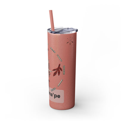 Delaware East Personalized 20oz Skinny Tumbler with Straw — Custom Name Tribal Crest Design