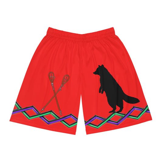 Raccoon Red Lacrosse Basketball Shorts — Blue AOP Athletic Shorts