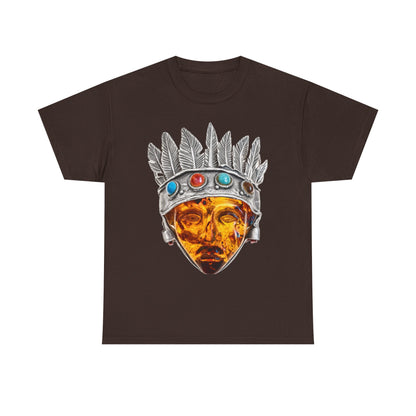 Tribal Crown Mask Tee — Vintage Gemstone Headdress Graphic T-Shirt