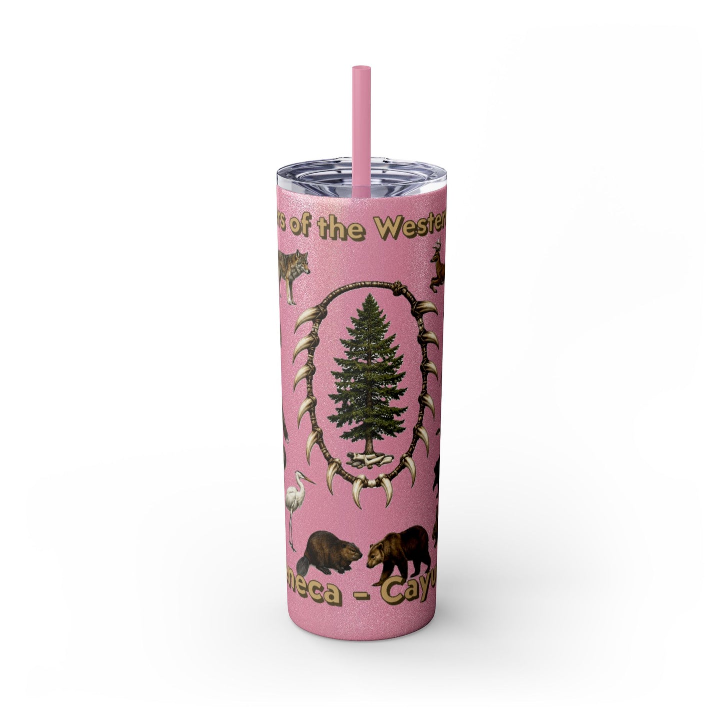 Seneca Cayuga Skinny Tumbler with Straw, 20oz