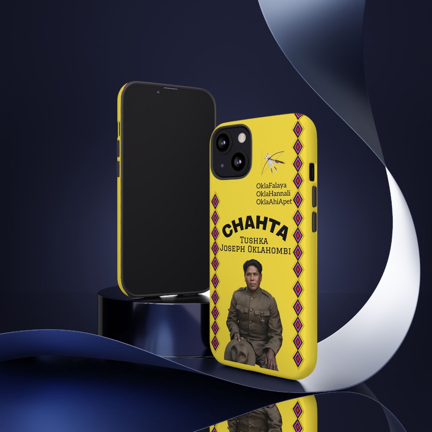 Chahta Tushka Joseph Oklahombi Yellow Phone Case — Native American Tribute Protective Cover