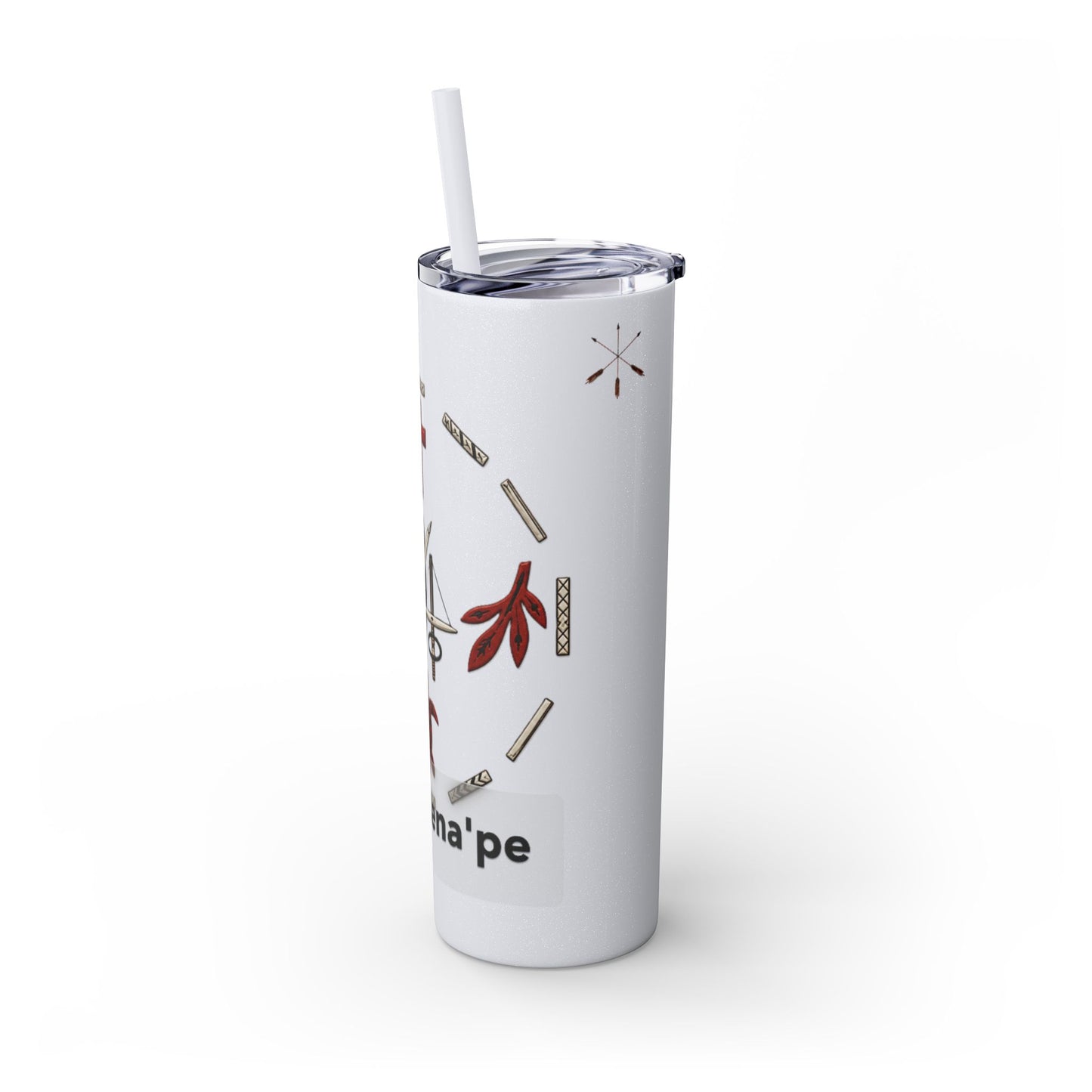 Delaware East Personalized 20oz Skinny Tumbler with Straw — Custom Name Tribal Crest Design